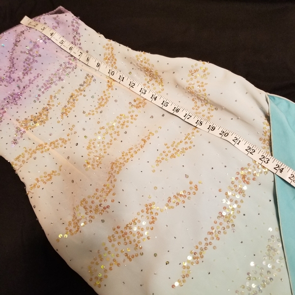 Sz 4 (fits 0-2) NWT Y2K Vintage Purple/Turquoise/Green Sequin Ombre Gown Dress - Picture 5 of 8